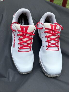 SQAIRZ Men's Golf Shoe White with Red Accents